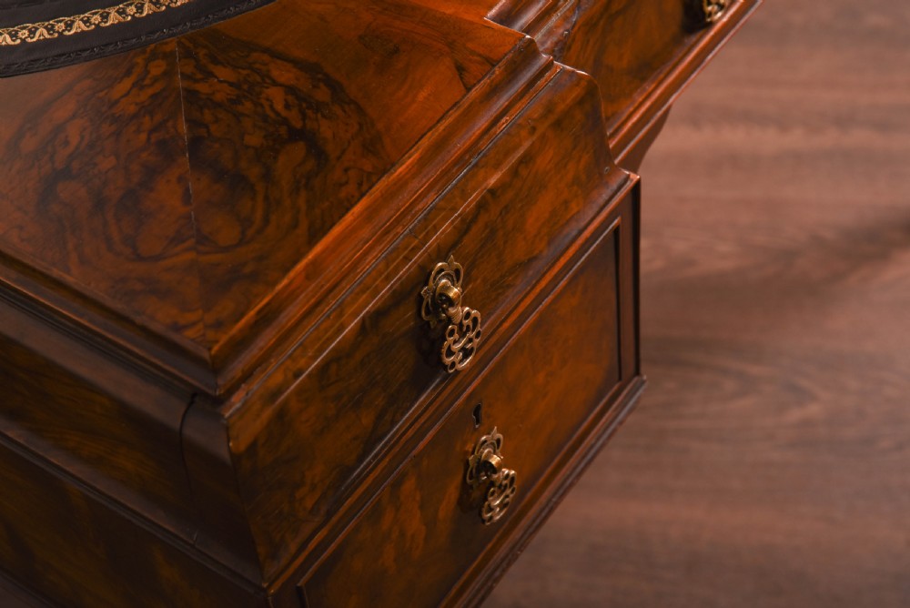 Stunning burr walnut writing desk with hoof feet   View III
