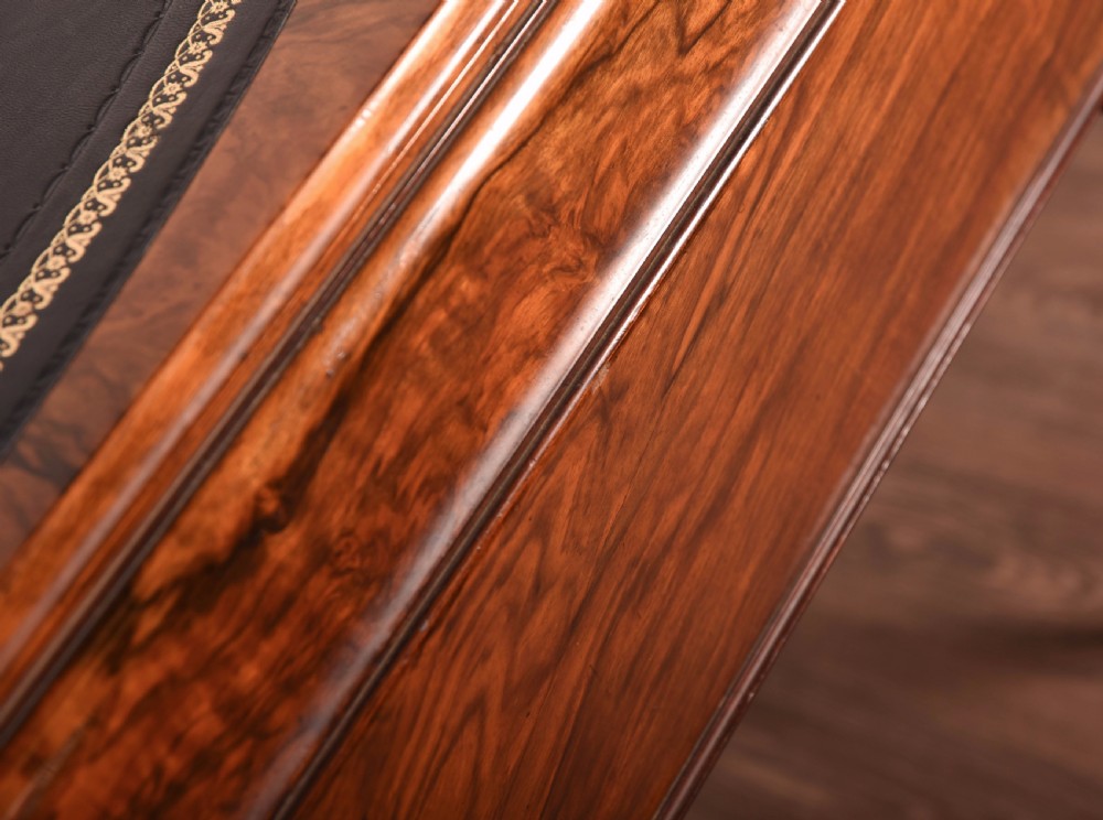 Stunning burr walnut writing desk with hoof feet   View VI