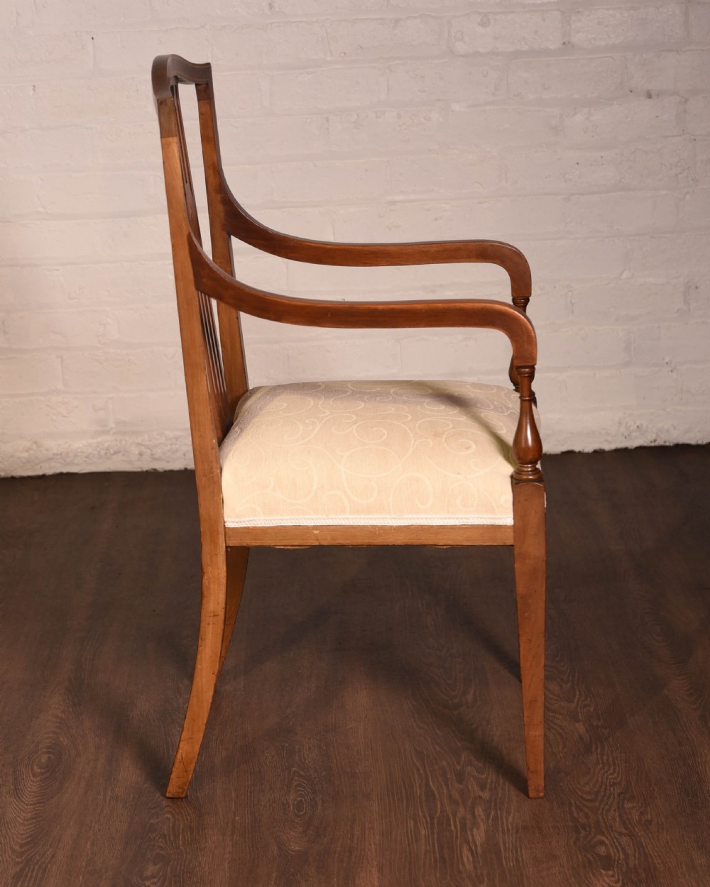 Edwardian Mahogany inlaid arm desk chair  View VIII