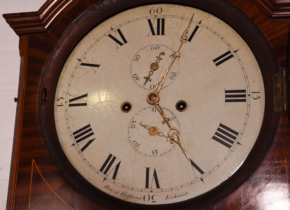Scottish Mahogany long case grandfather clock by David Husband Kirkcaldy  View V