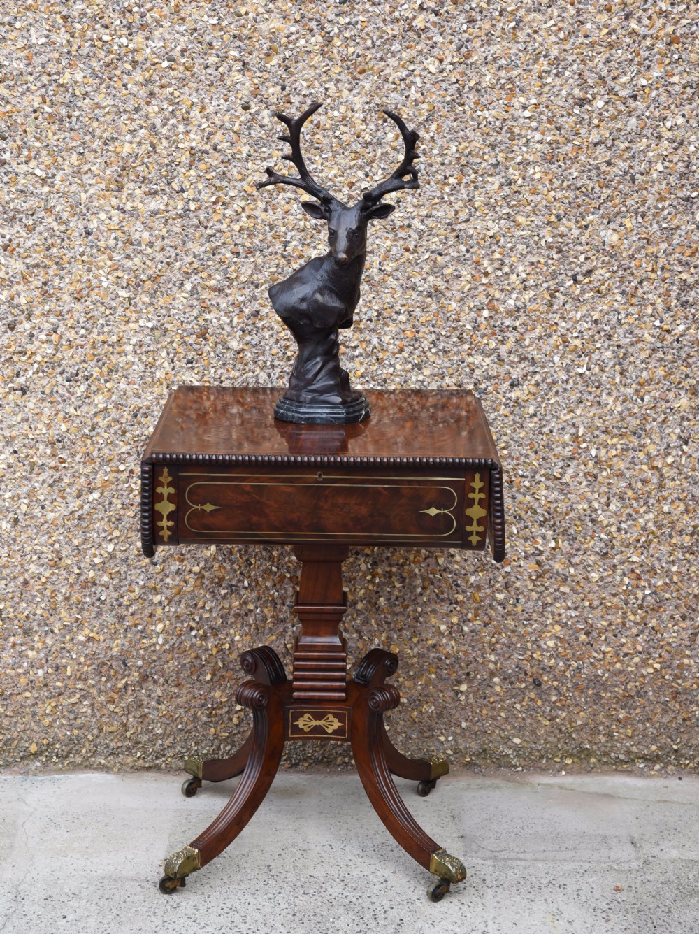 Regency brass inlaid drop leaf sofa table 