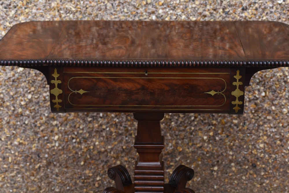 Regency brass inlaid drop leaf sofa table  View VII