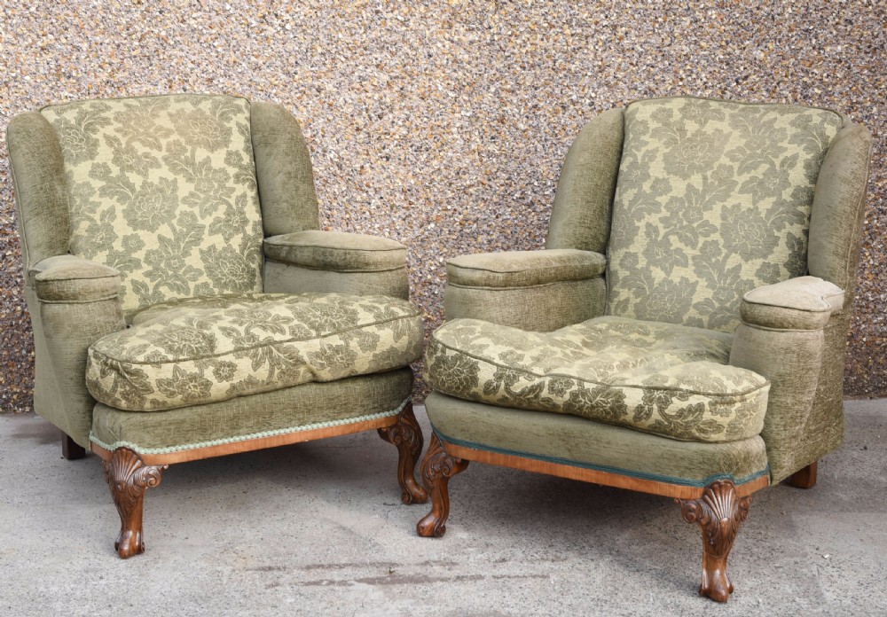 Stunning pair of walnut 1920s arm chairs 