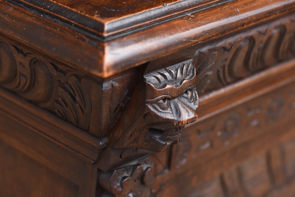 oak carved leaded glass bookcase cabinet View V