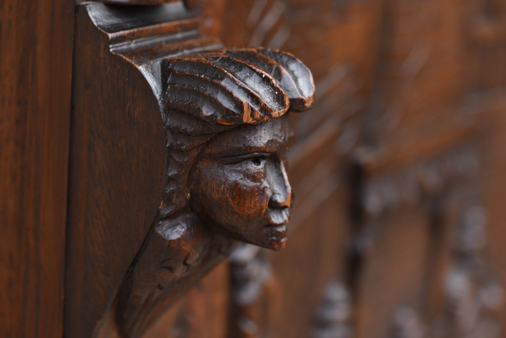 oak carved leaded glass bookcase cabinet View VIII