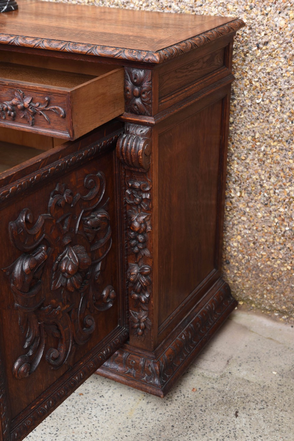 stunning carved oak sideboard  View III