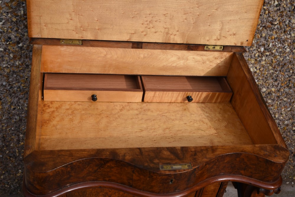 Stunning Victorian burr walnut davenport desk View XI