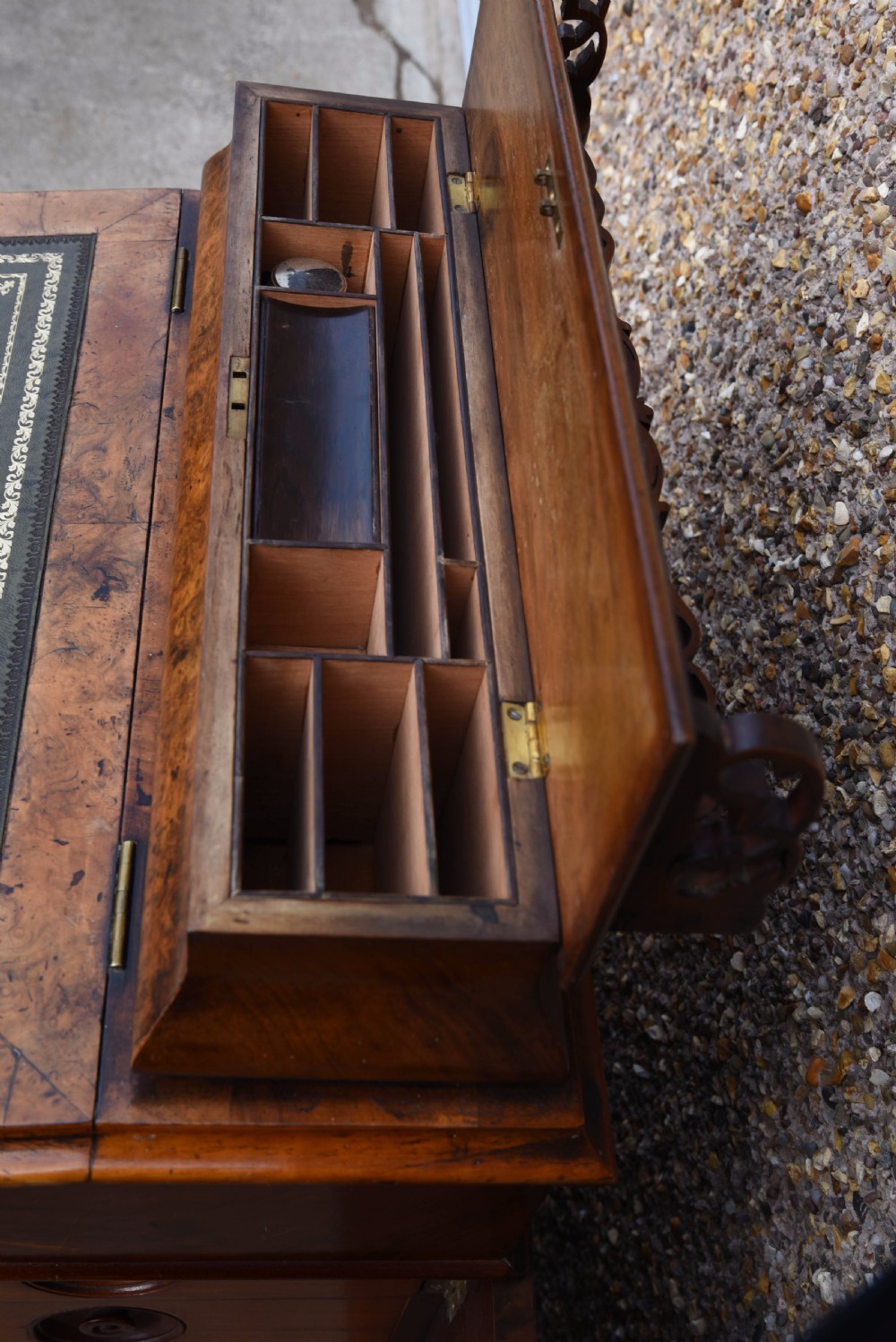 Stunning Victorian burr walnut davenport desk View XVI