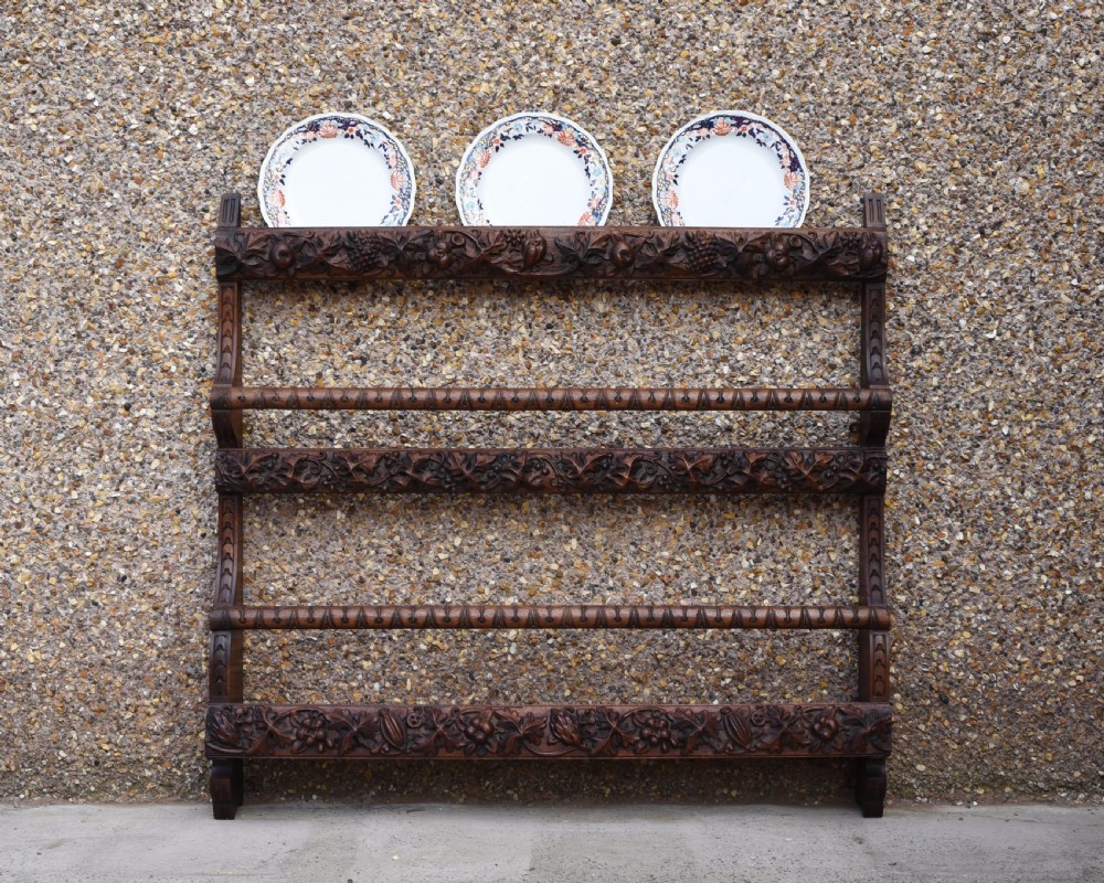 Carved oak plate rack  View VIII
