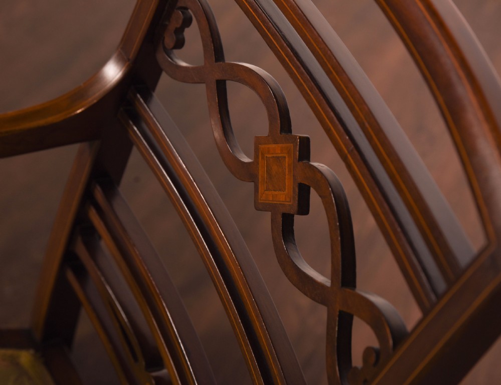 Edwardian inlaid arm chair  View II