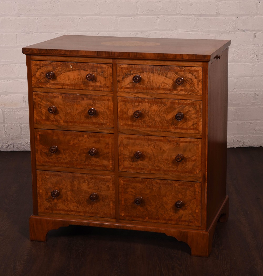 Stunning walnut inlaid side by side chest of drawers 