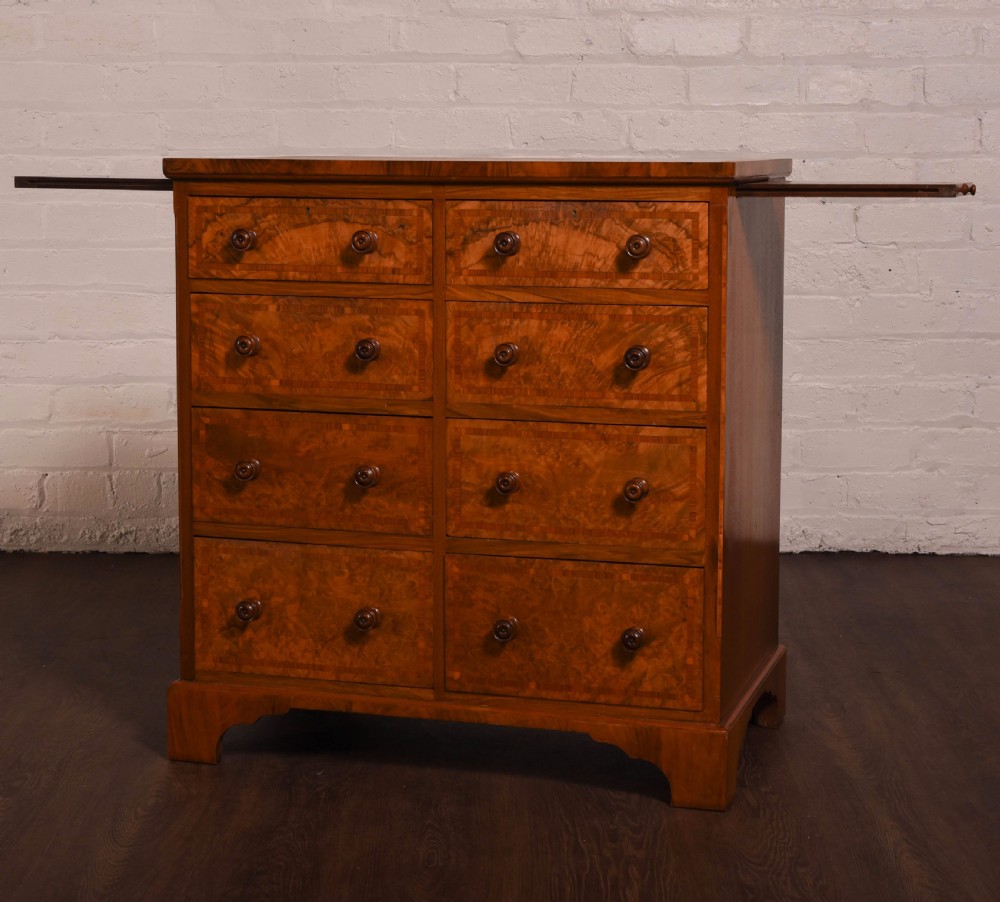Stunning walnut inlaid side by side chest of drawers  View II