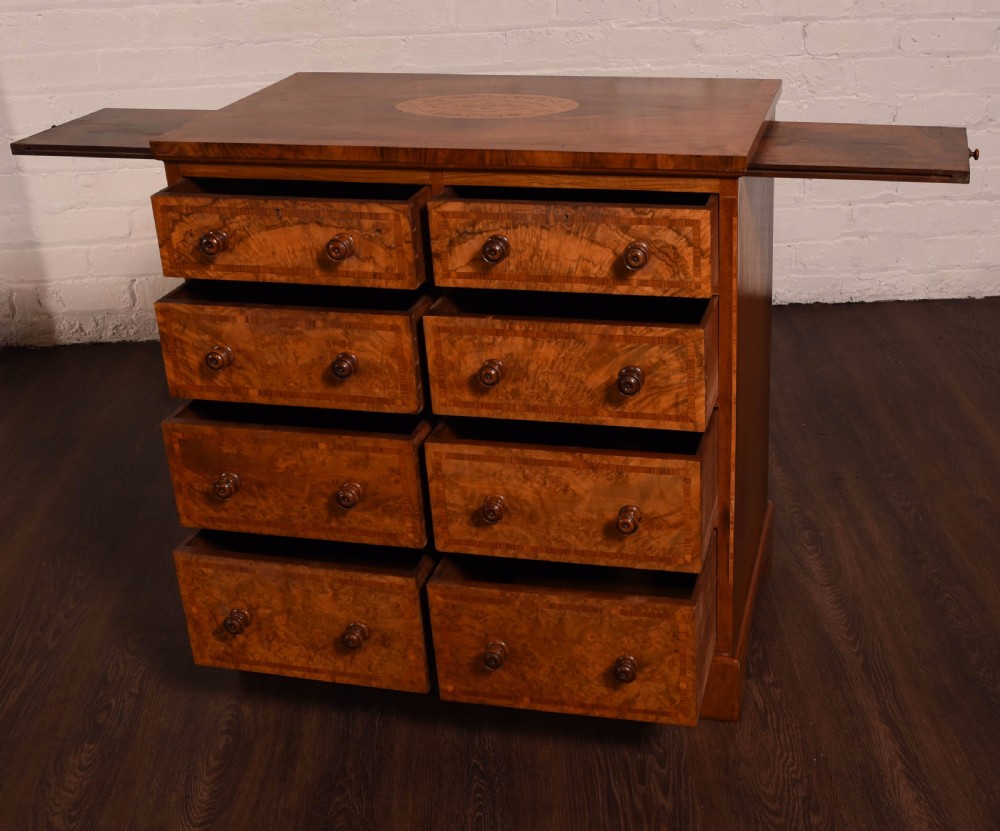 Stunning walnut inlaid side by side chest of drawers  View III