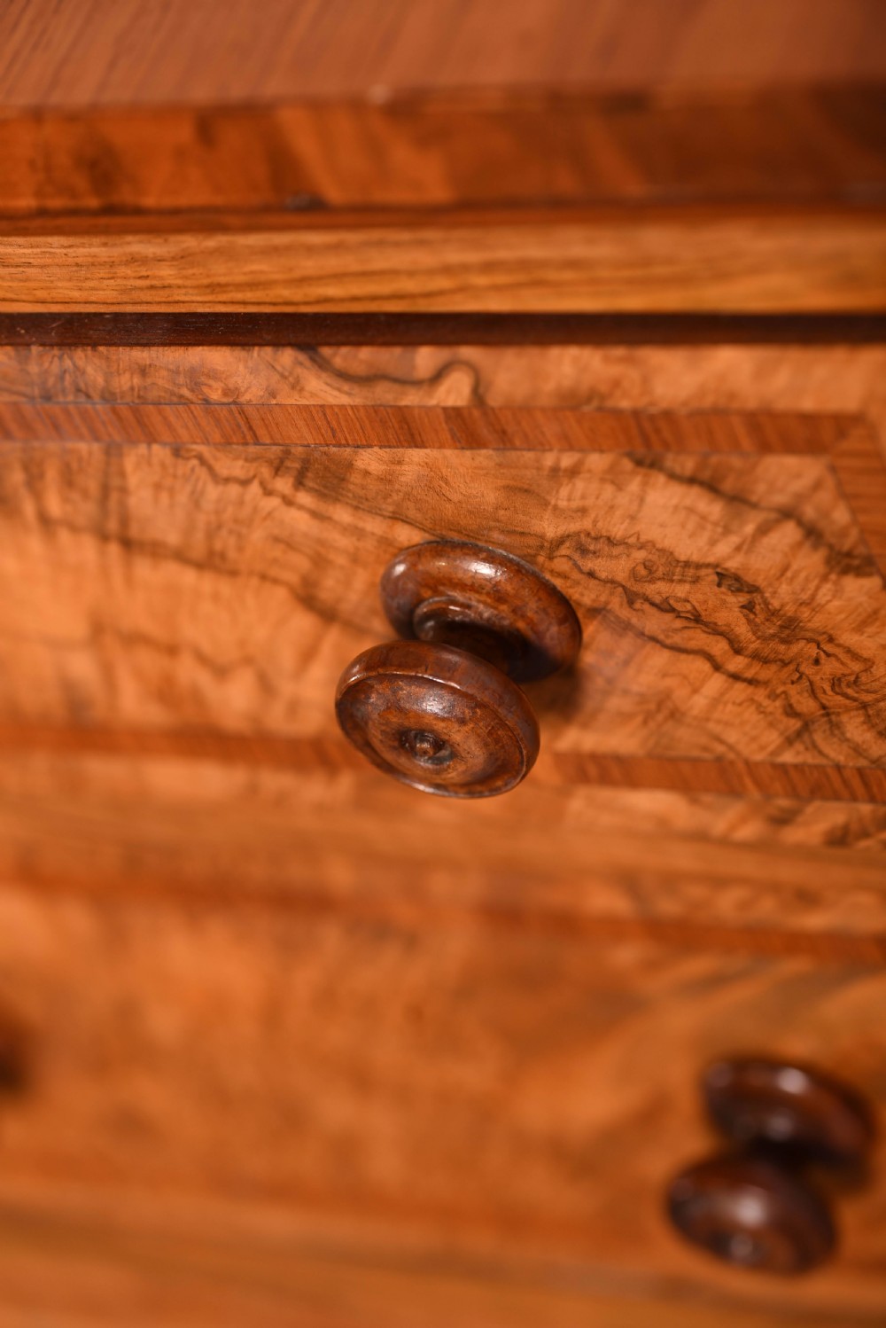 Stunning walnut inlaid side by side chest of drawers  View IX