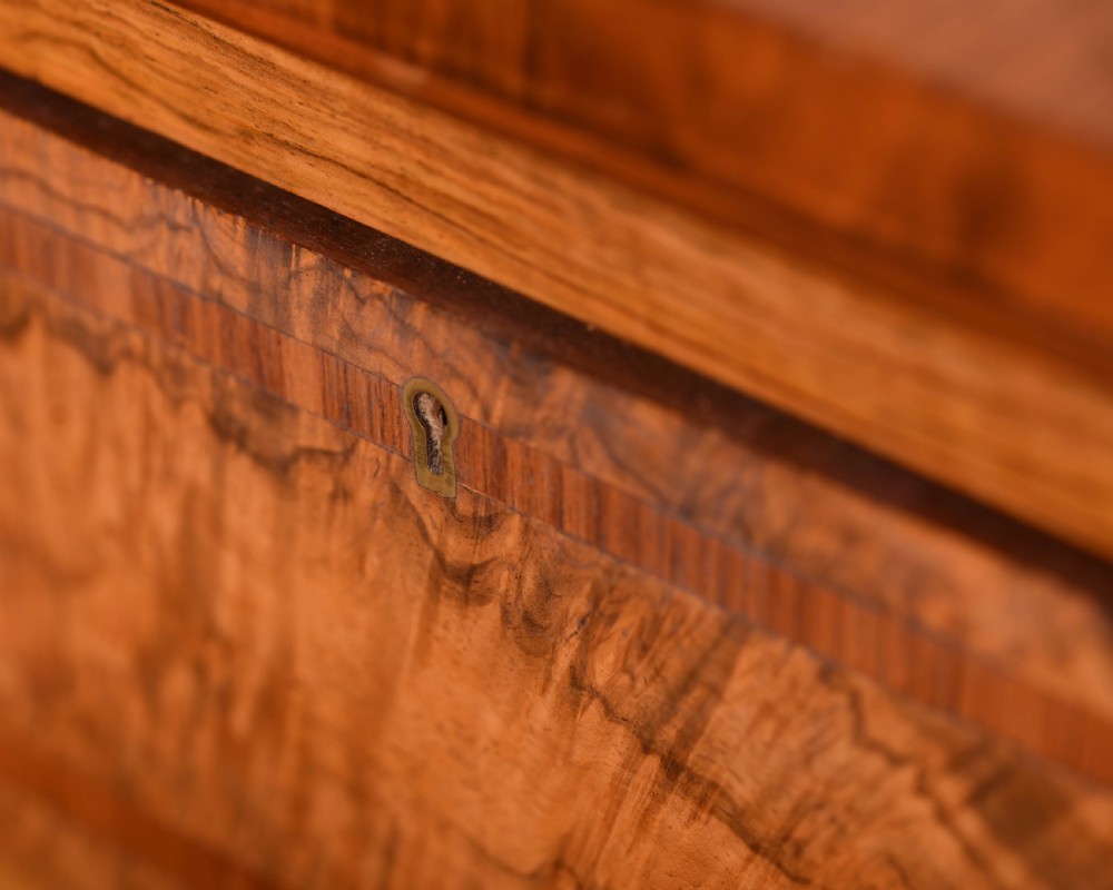 Stunning walnut inlaid side by side chest of drawers  View X