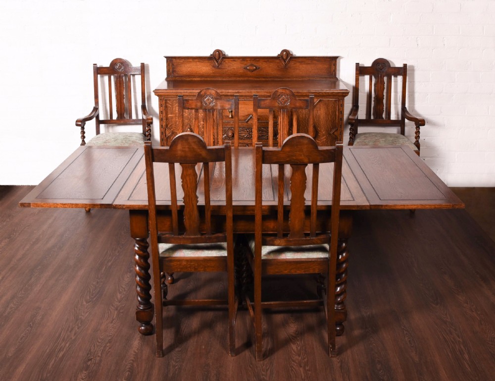 Oak barley twist 8 piece dining room suite  View II