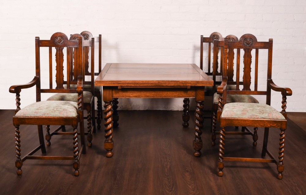 Oak barley twist 8 piece dining room suite  View VII