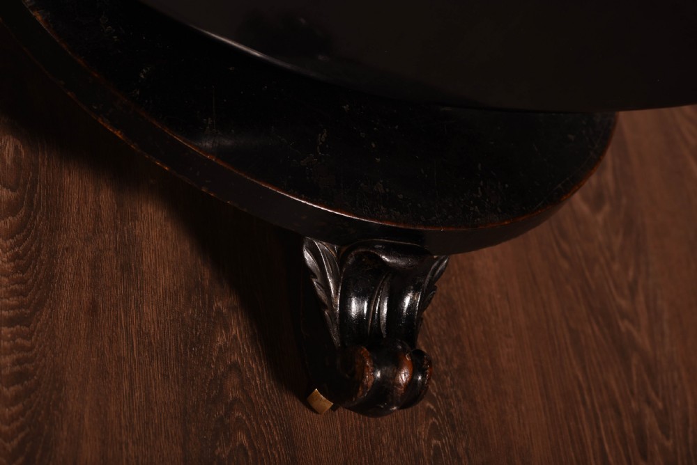 Victorian round ebonised snap top dining table  View IV