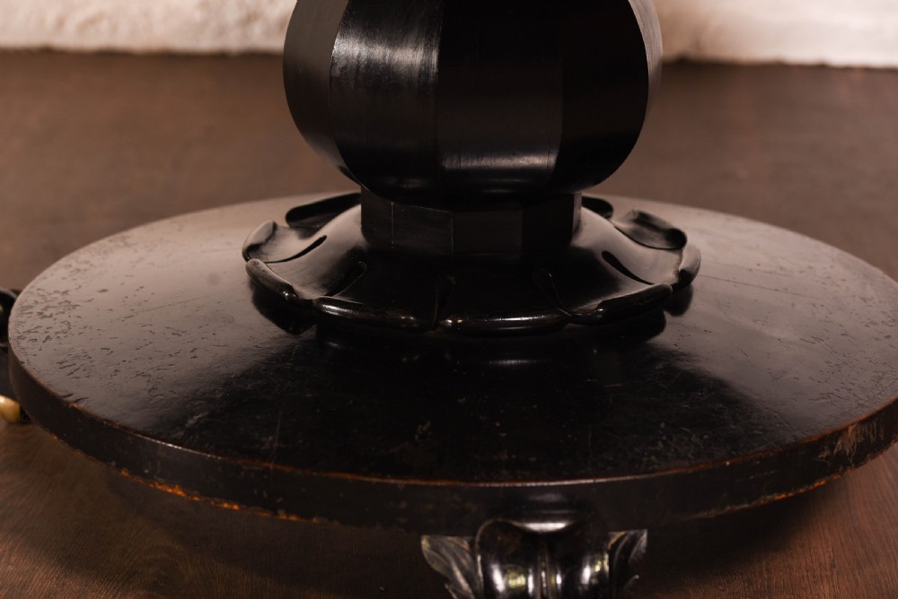 Victorian round ebonised snap top dining table  View V