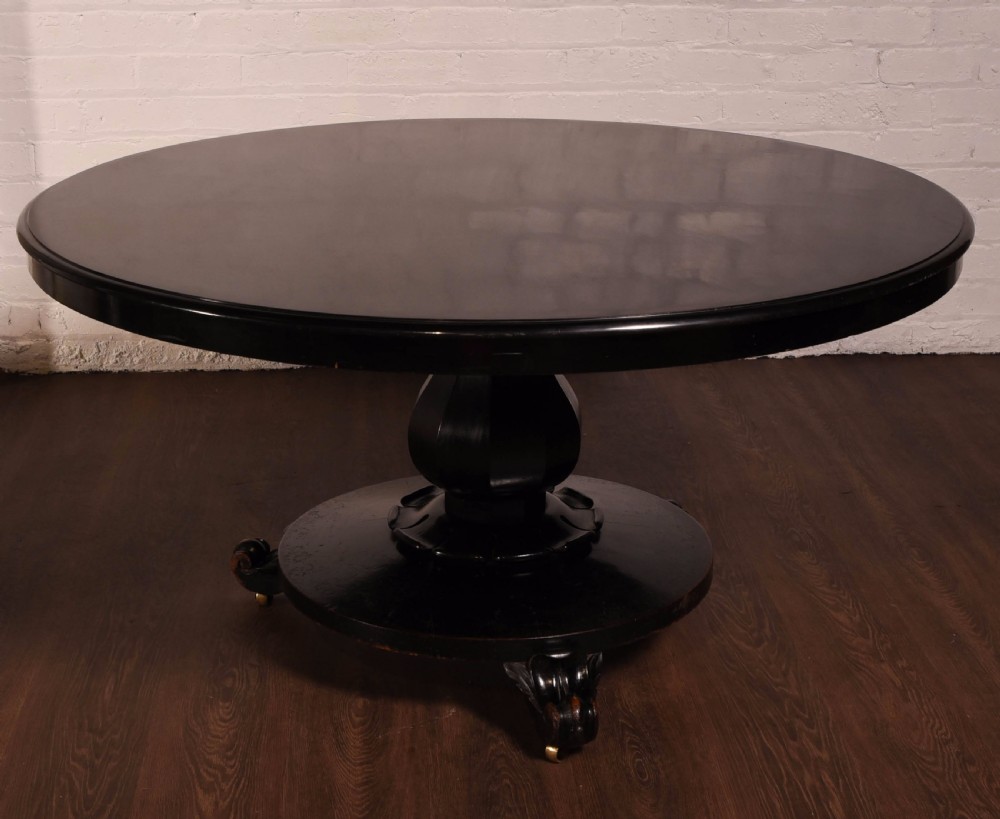 Victorian round ebonised snap top dining table  View VI