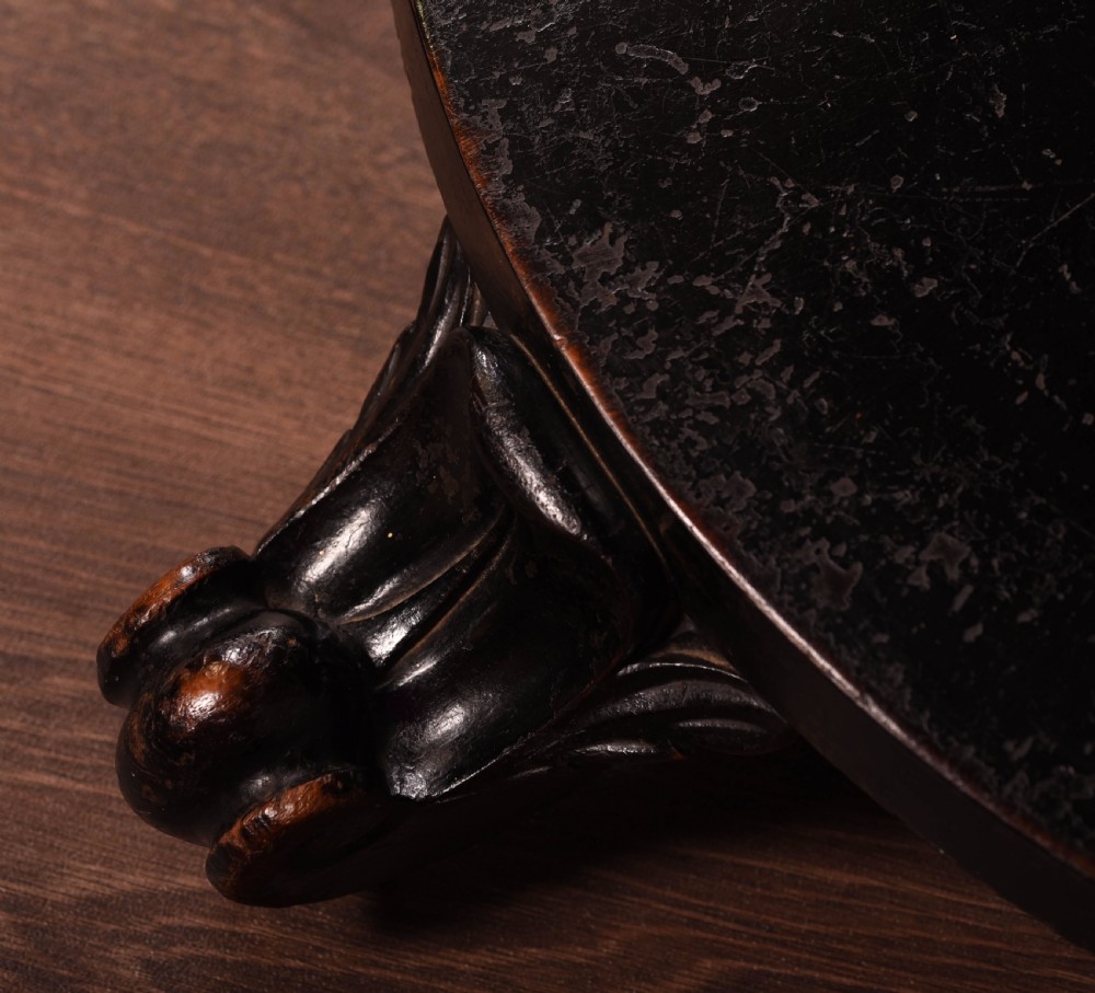 Victorian round ebonised snap top dining table  View XIII