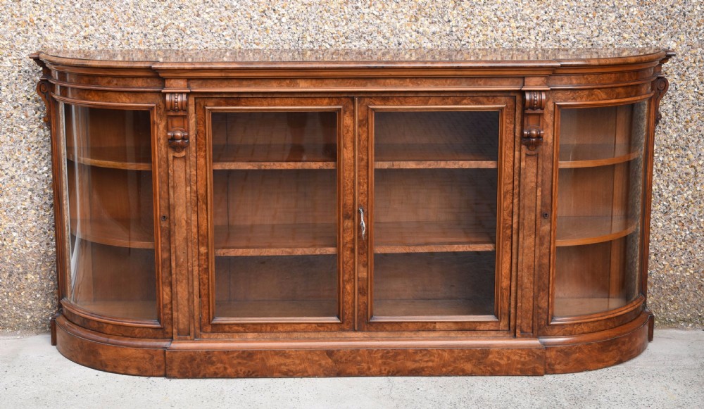 Outstanding Victorian burr walnut mirror back credenza View II