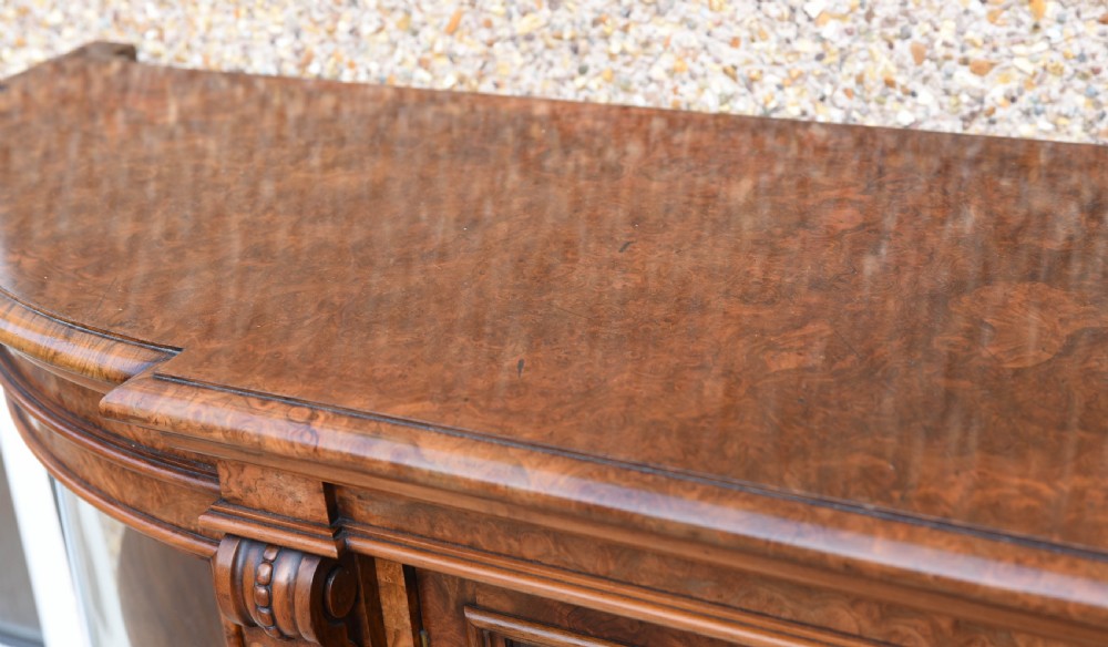 Outstanding Victorian burr walnut mirror back credenza View III