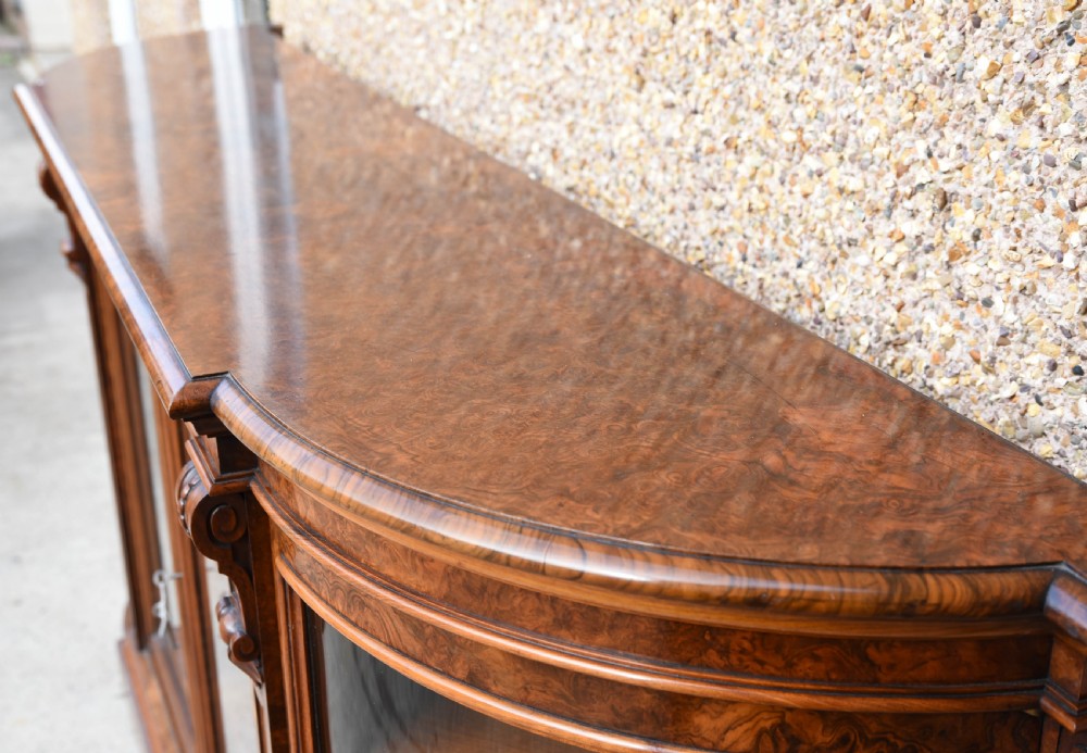 Outstanding Victorian burr walnut mirror back credenza View IV