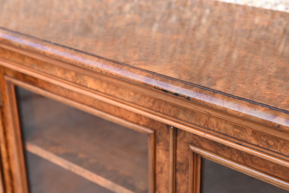 Outstanding Victorian burr walnut mirror back credenza View VI
