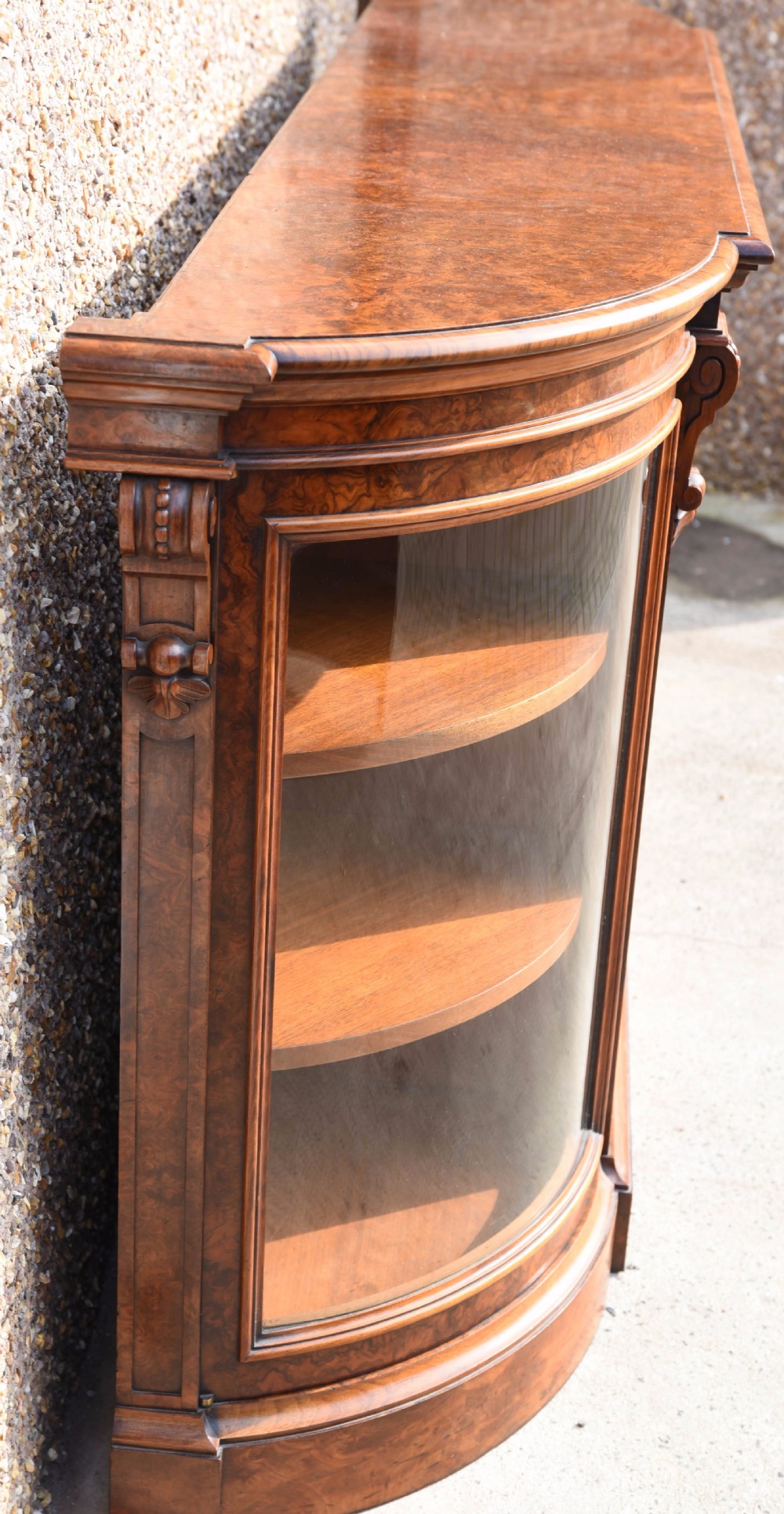 Outstanding Victorian burr walnut mirror back credenza View VIII