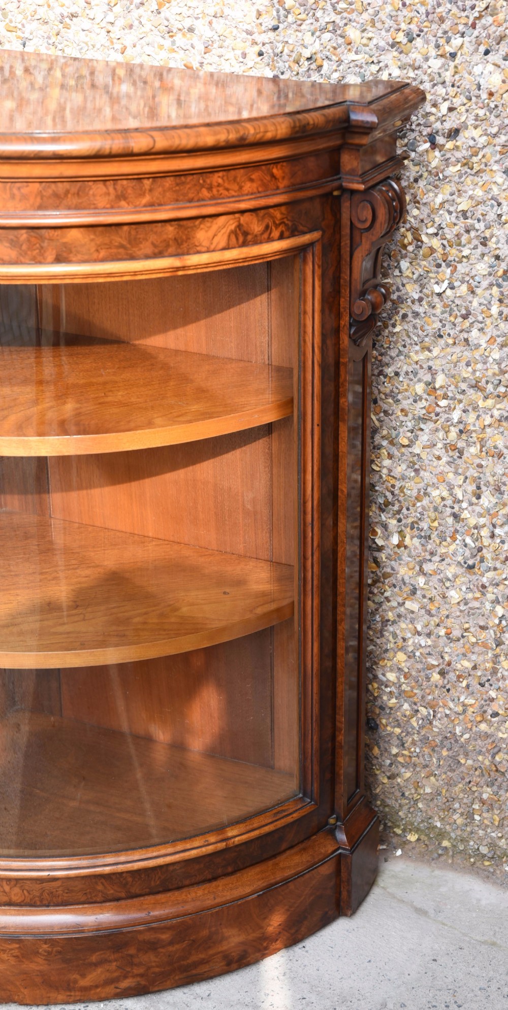 Outstanding Victorian burr walnut mirror back credenza View IX