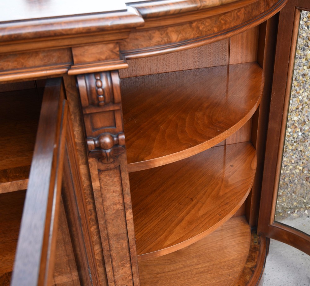 Outstanding Victorian burr walnut mirror back credenza View XV