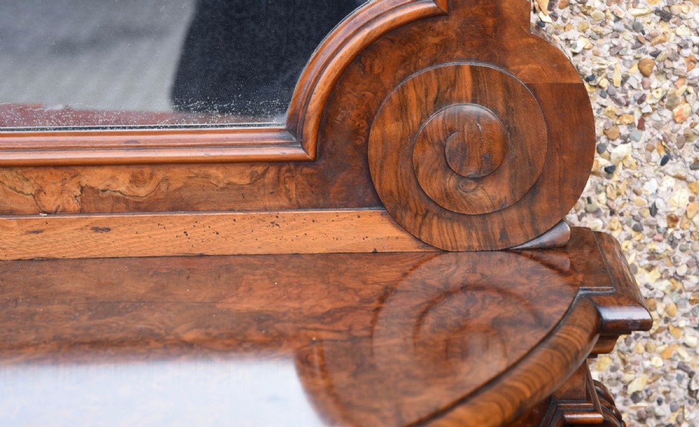 Outstanding Victorian burr walnut mirror back credenza View XVIII