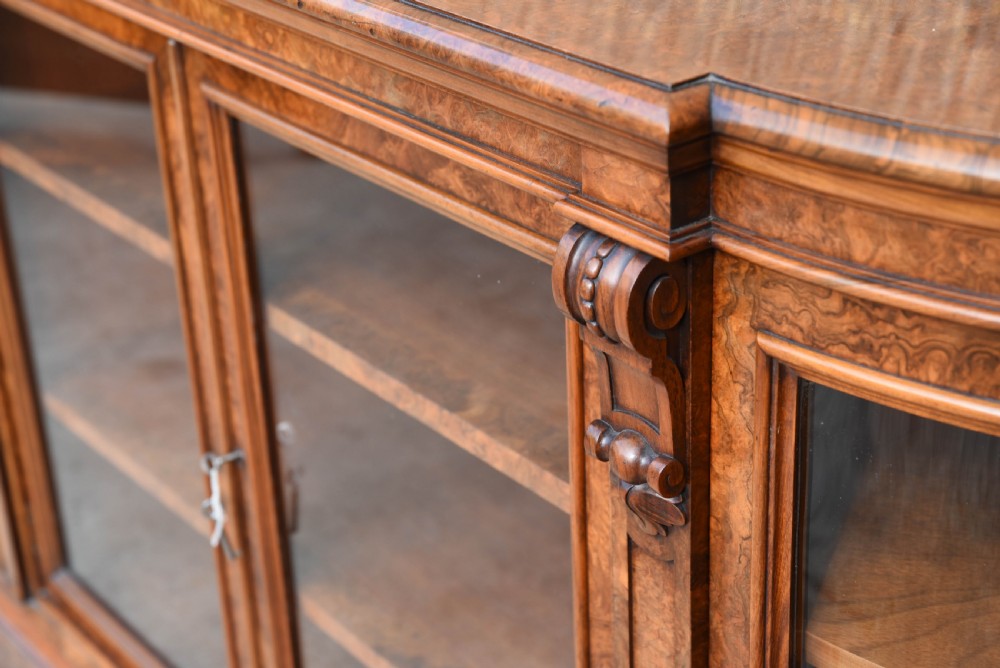 Outstanding Victorian burr walnut mirror back credenza View XX