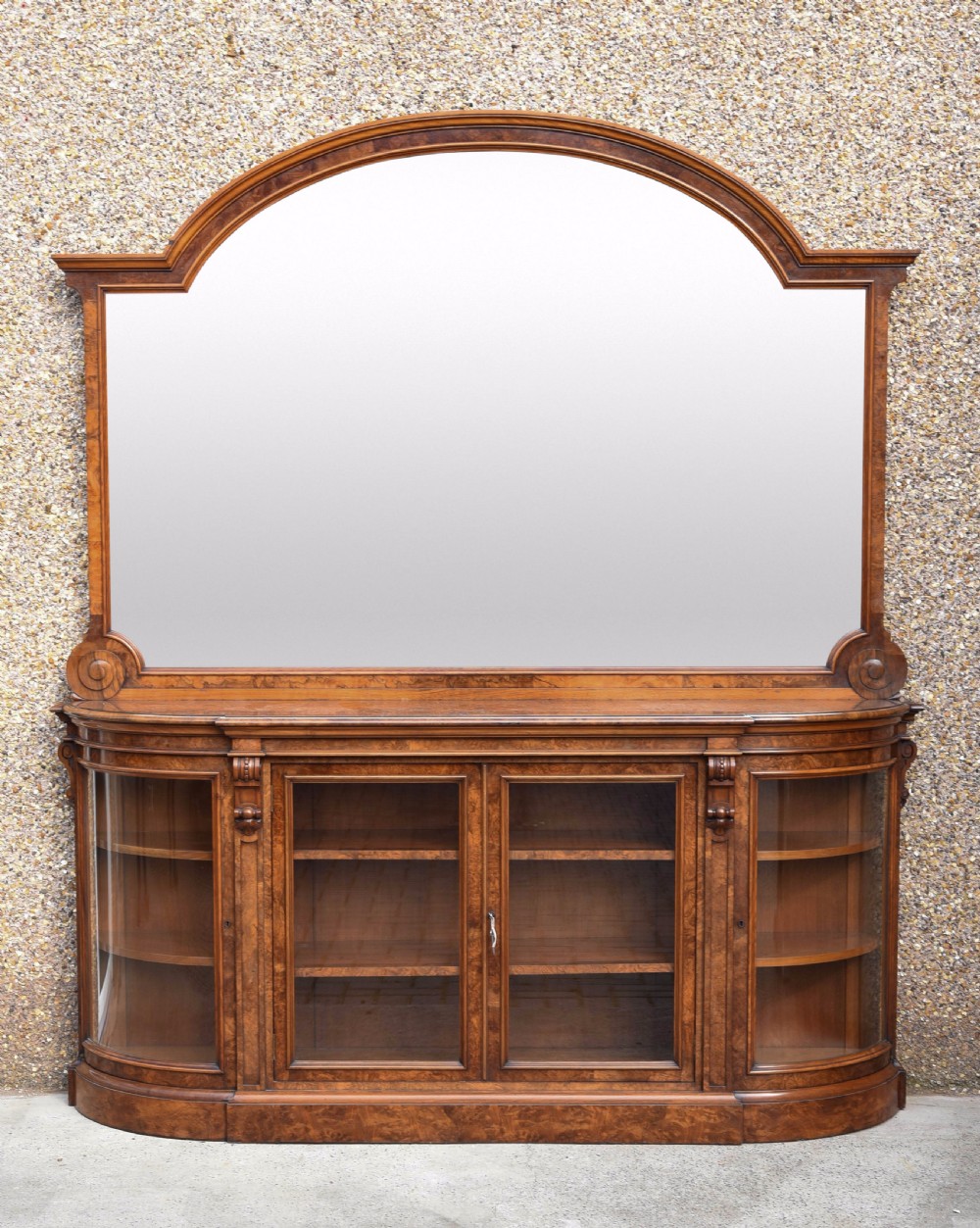 Outstanding Victorian burr walnut mirror back credenza View XXII