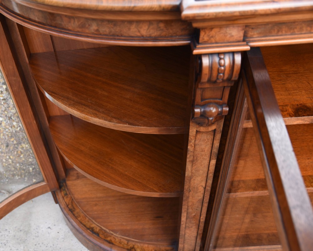 Outstanding Victorian burr walnut mirror back credenza View XXVII