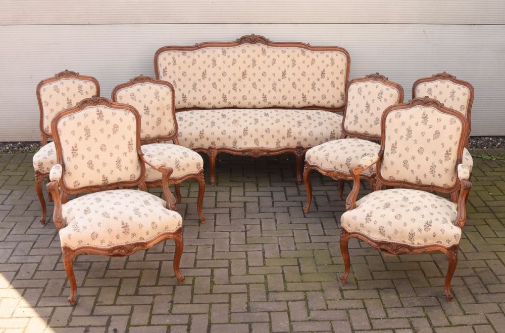 French Walnut 7 piece Parlour Suite 