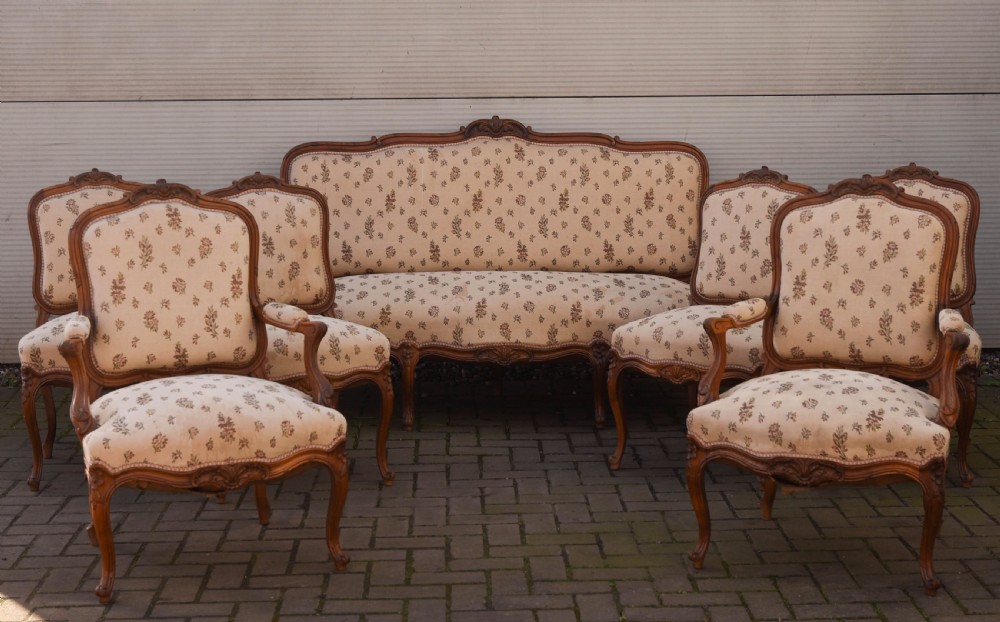 French Walnut 7 piece Parlour Suite  View II