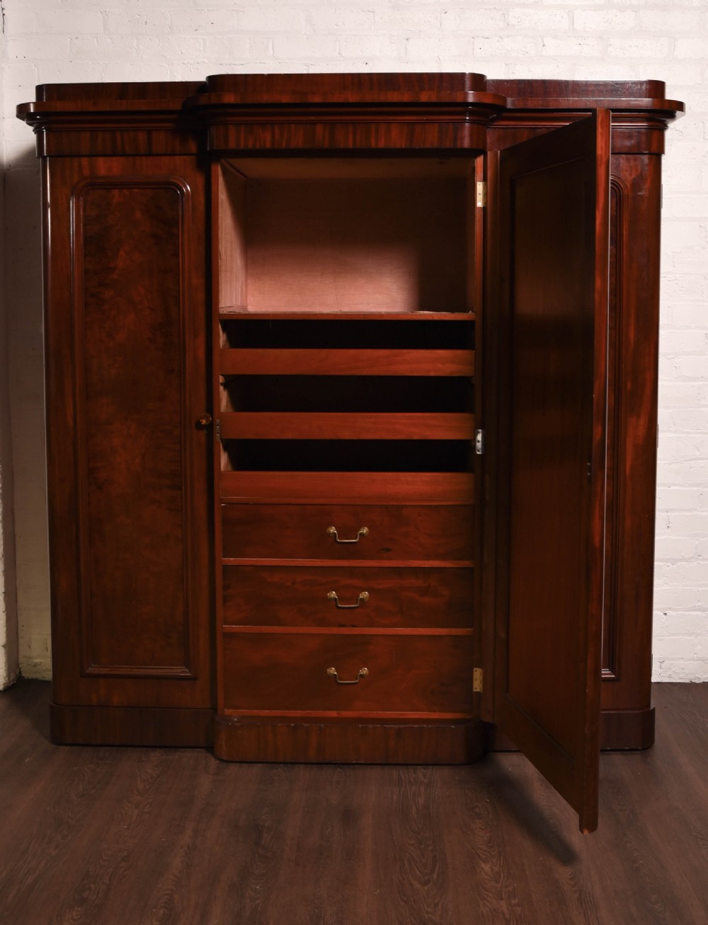Impressive Victorian mirror door break front wardrobe  View VIII