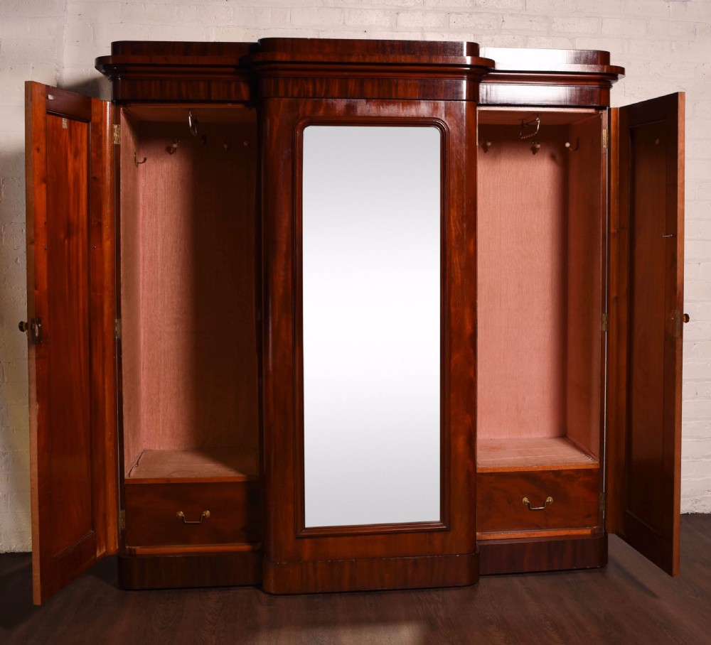 Impressive Victorian mirror door break front wardrobe  View X