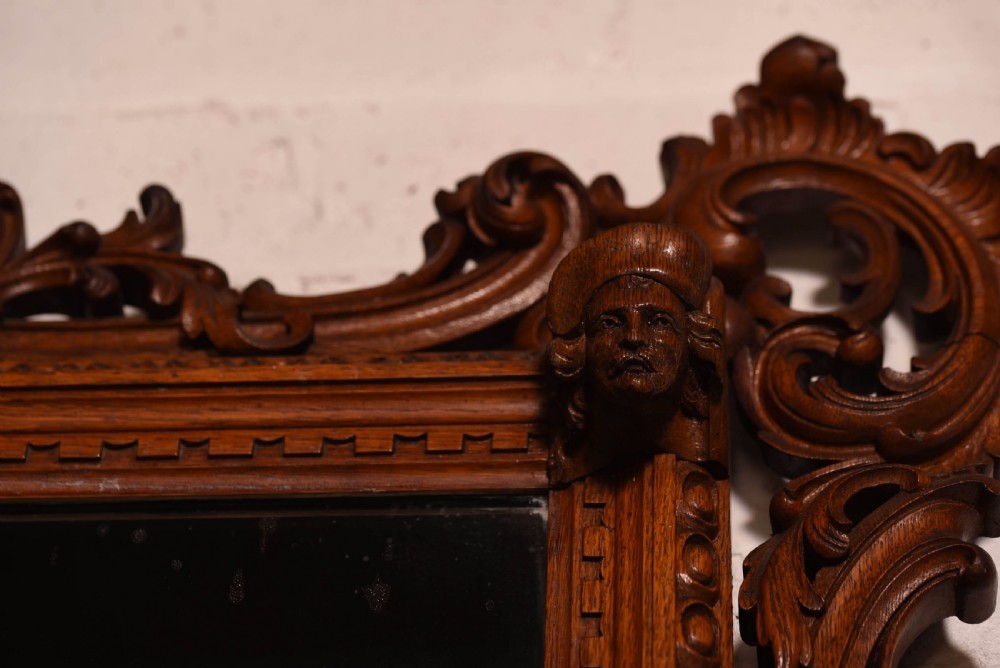 Impressive Carved oak console cabinet with mirror View X