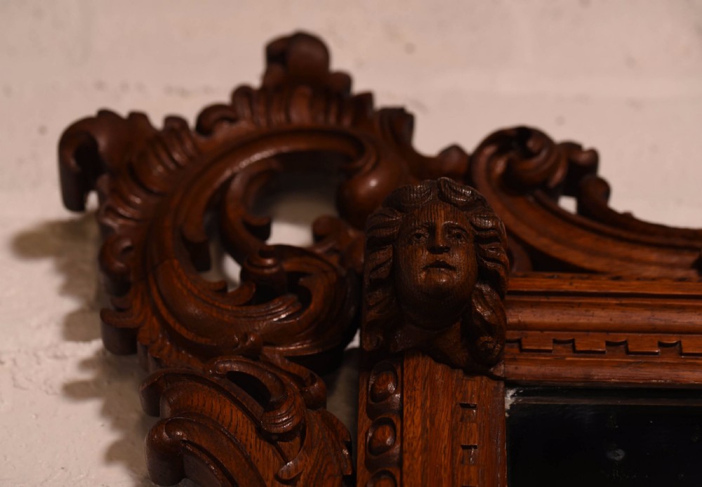 Impressive Carved oak console cabinet with mirror View XI