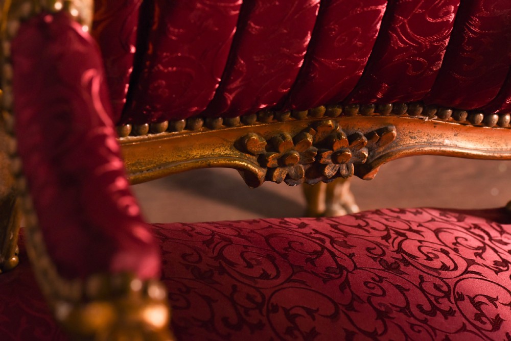 Stunning pair of carved gilt wood arm chairs  View VIII