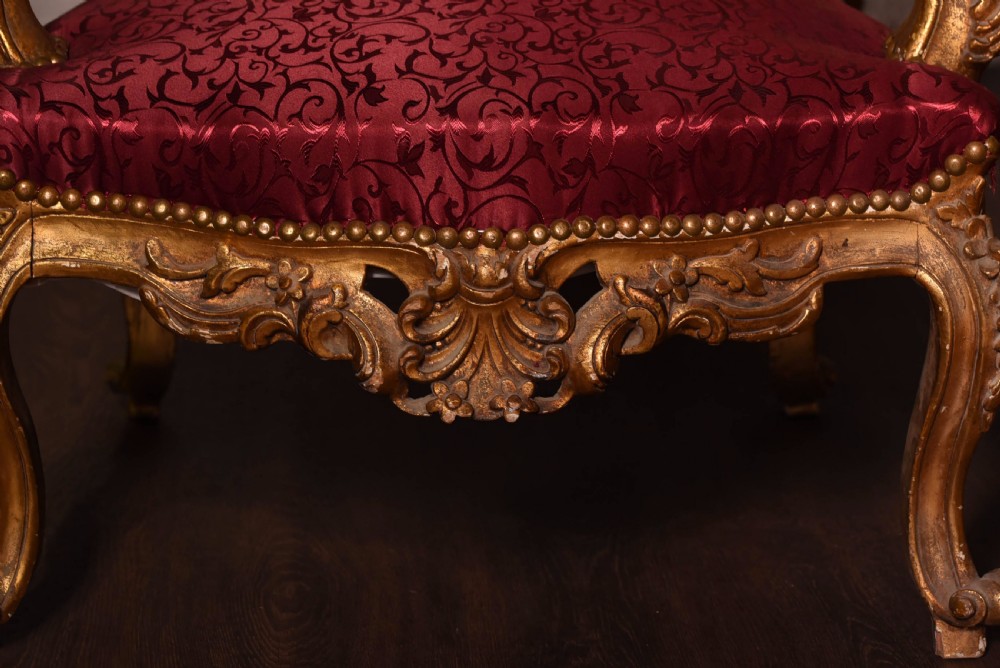 Stunning pair of carved gilt wood arm chairs  View XIII