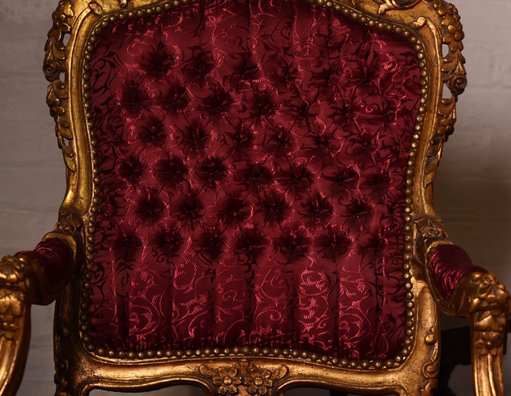 Stunning pair of carved gilt wood arm chairs  View XIV