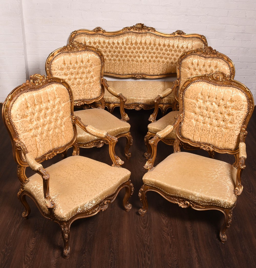 Stunning gilt wood 5 piece parlour Suite 