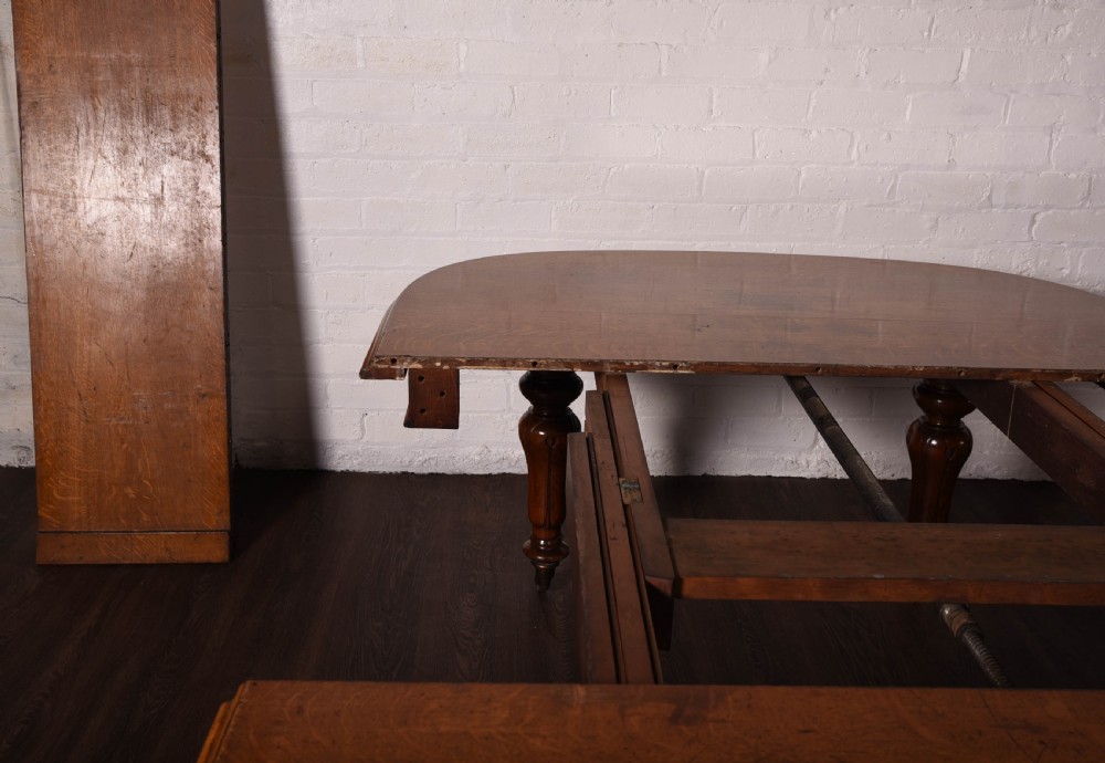 Victorian Oak extending dining table  View XV
