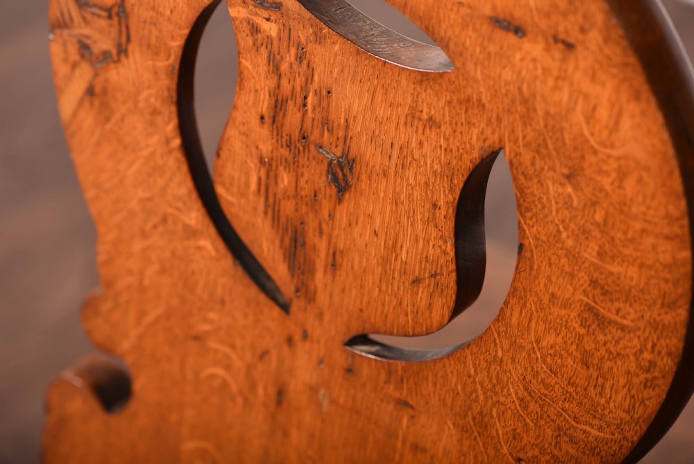 Pair of pollard oak hall chairs by George Ashworth of Leeds  View XII
