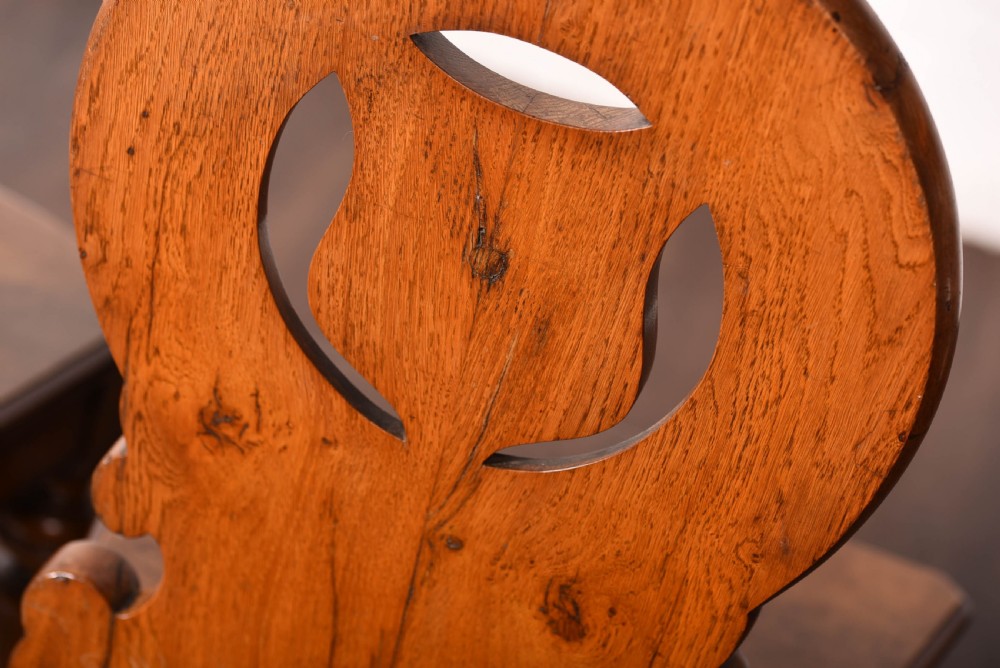 Pair of pollard oak hall chairs by George Ashworth of Leeds  View XIII