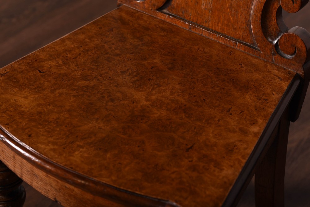 Pair of pollard oak hall chairs by George Ashworth of Leeds  View XVI